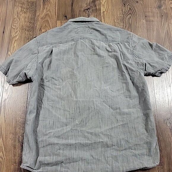 Duluth Trading Co Shirt Mens Large Gray Button Up Short Sleeve Cotton Camp - Picture 6 of 7